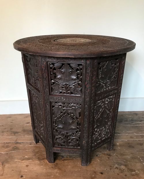 Indian / Islamic Foliate Carved Occasional Table