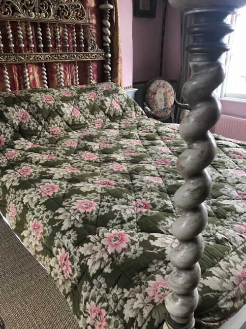French Floral Hand Stitched Boutis Floral Quilt
