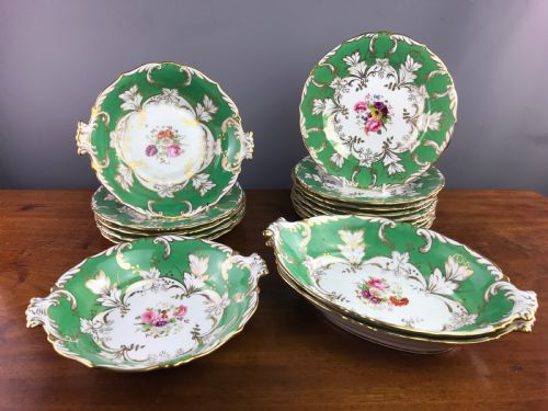Victorian Staffordshire Porcelain Dessert Service of Coalport Type