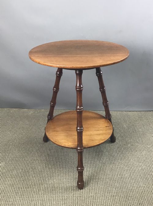 Edwardian Mahogany Two Tier Faux Bamboo Tripod Table