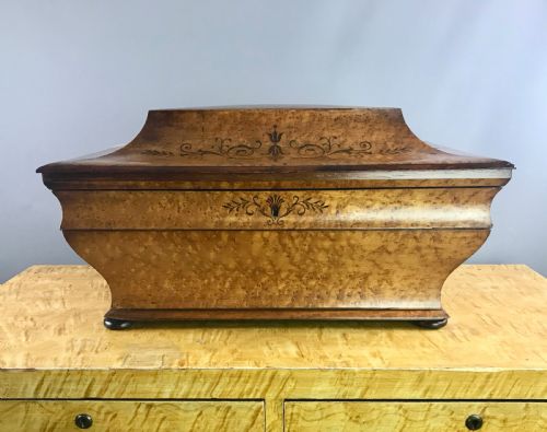 fig 1. Huge Italian Inlaid Burr Maple Sarcophagus Box