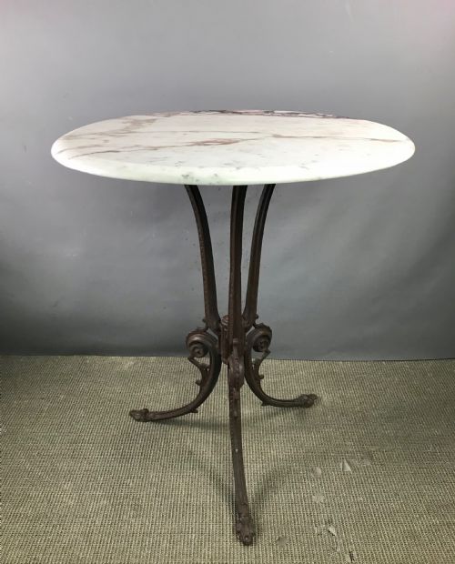 Marble Top Cast Iron Occasional Table