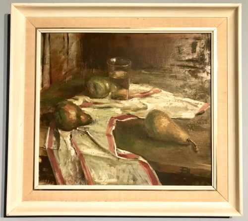 Still Life of Fruit on a Table, Oil on Canvas
