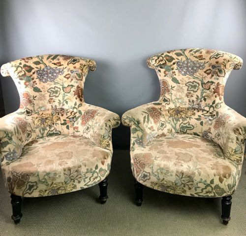 Pair of French Napoleon III Upholstered Armchairs