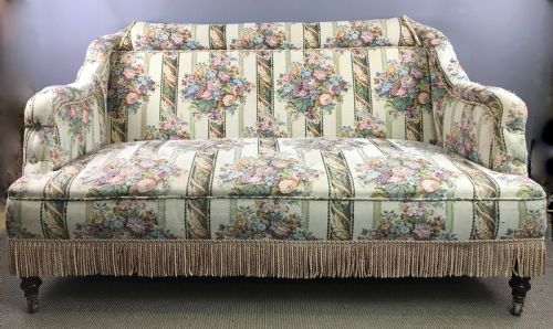 Victorian Two Seat Tapestry Upholstered Sofa