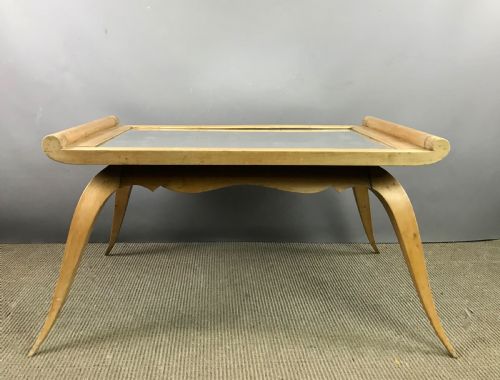 French Art Deco Low Table with Mirror Glass Top