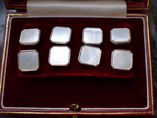 Antique Silver & Mother of Pearl Cufflinks and Shirt Studs