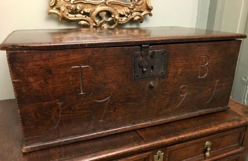 18th Century Oak Bible Box, Initialled & Dated 1791