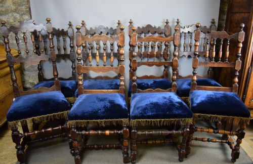 Eight Antique Spanish Spindle Back Dining Chairs 18th/19th Century
