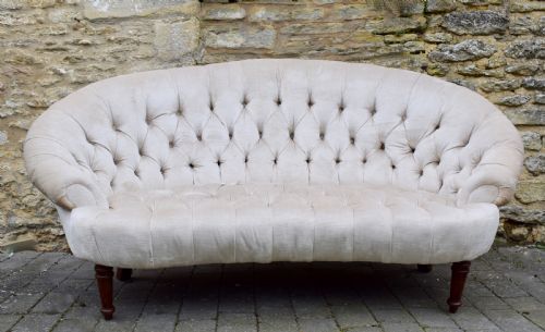 Victorian Button Back Sofa in Ivory Velvet