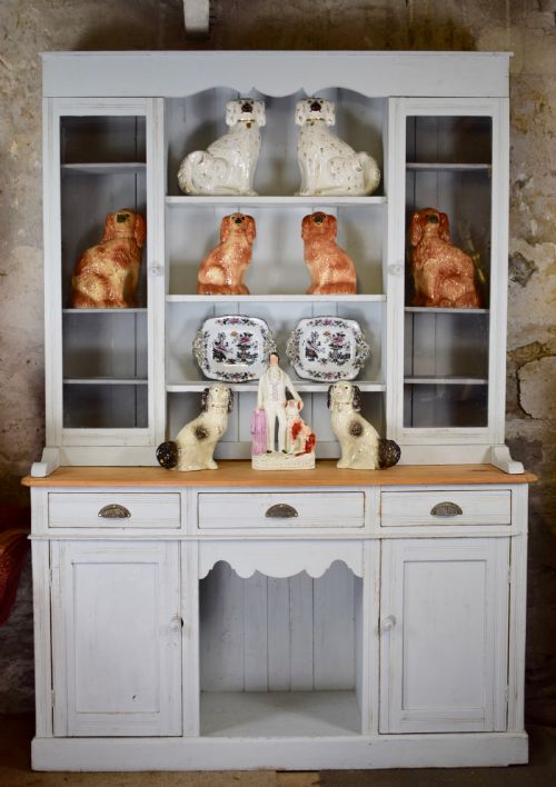 Antique Victorian Painted Pine Welsh Dresser