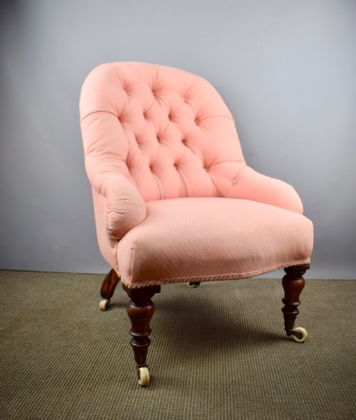 fig 1. Antique Victorian Button Back Occasional Bedroom Chair