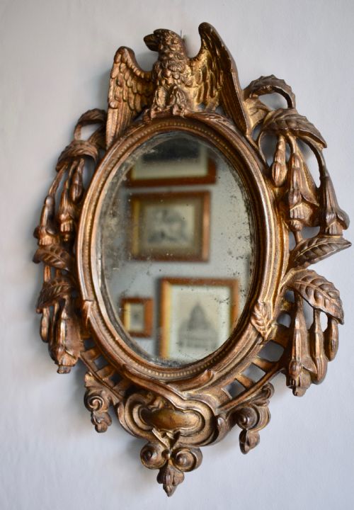 Antique American Patriotic Cast Iron Wall Mirror Mid 19th Century
