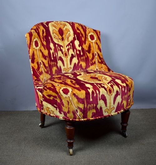 Antique Victorian Occasional Chair in Zoffany Kashgar Velvet