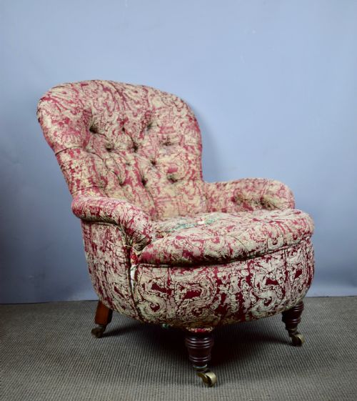 Antique Victorian Button Back Armchair
