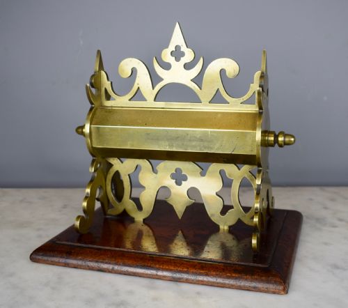 Victorian Gothic Brass Money Box Upon Mahogany Plinth Base