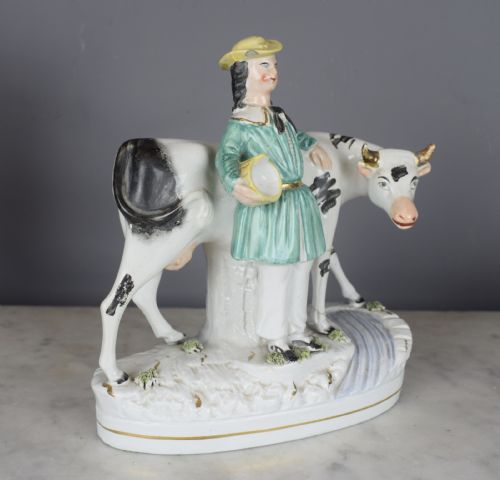 Victorian Staffordshire Pottery Cow Figure Group
