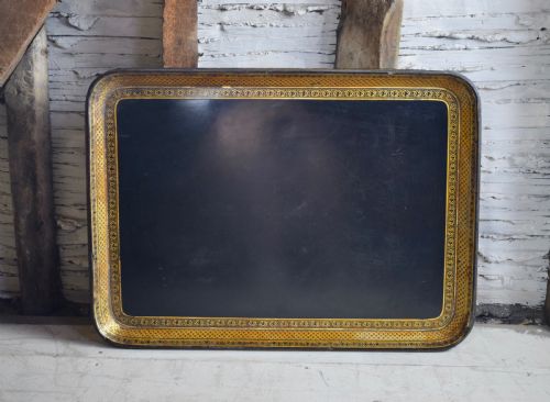 A Large Good Quality Regency Paper Mâché Tray with Gilt Decoration
