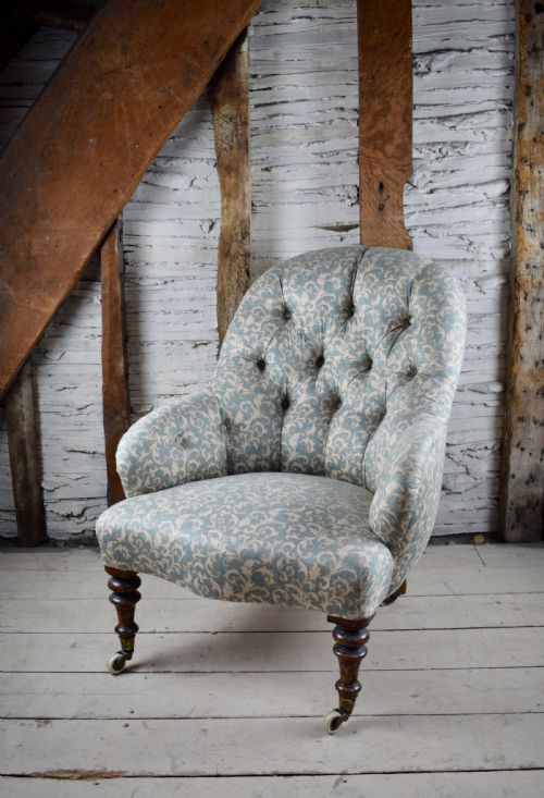Antique Victorian Button Back Armchair