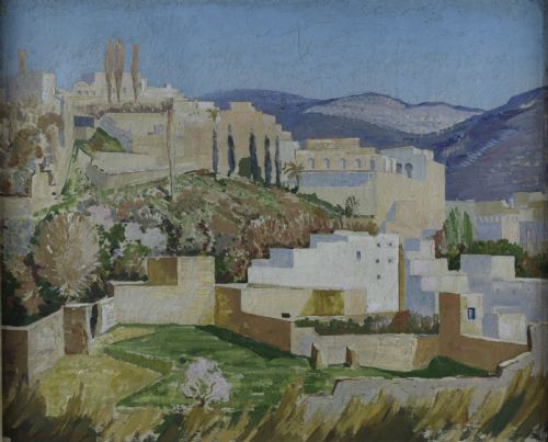 Norman Lloyd Oil on Canvas of a Mediterranean Hilltop Village