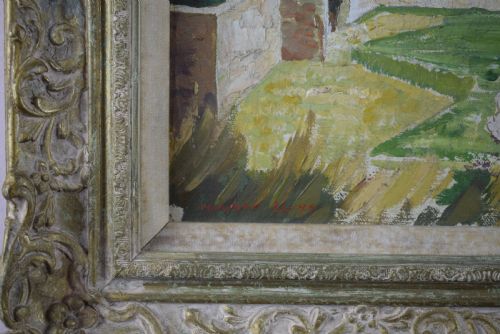 fig 1. Norman Lloyd Oil on Canvas of a Mediterranean Hilltop Village