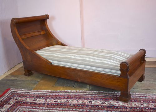 French Empire Mahogany Boar Shaped Daybed Chaise Longue