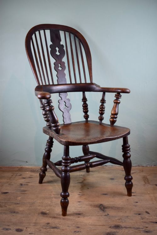 Antique Broad Arm Windsor Elbow Chair Circa 1850