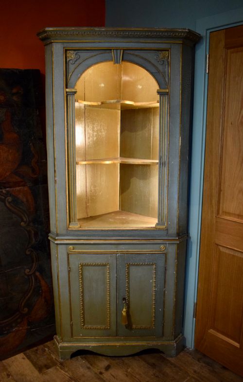 Antique 19th Century Painted Corner Cupboard
