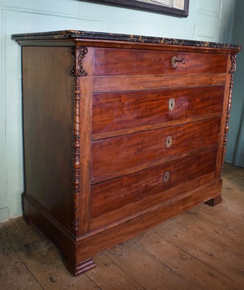 Antique French Marble Top Commode Chest of Drawers