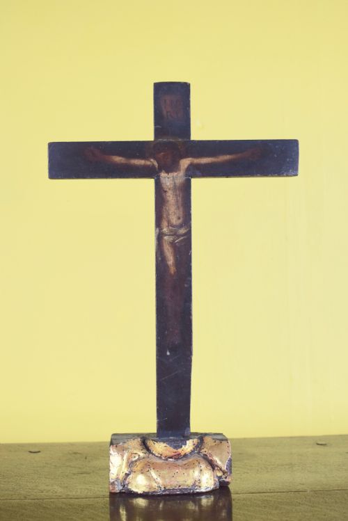 Antique 18th Century Hand Painted Crucifix