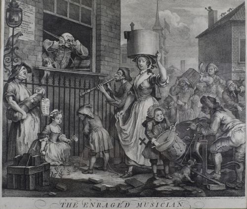 William Hogarth the Enraged Musician Engraving 1741