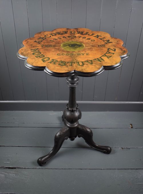 Victorian Burr Walnut Ouija Board Table