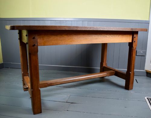 Arts & Crafts Oak Refectory Trestle Dining Table
