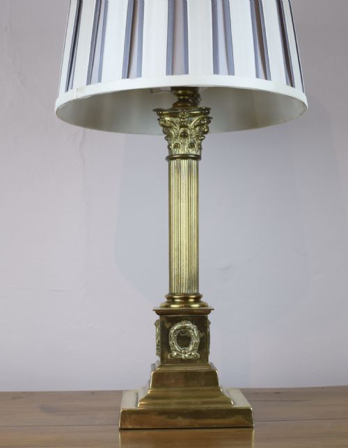 Antique Brass Corinthian Column Table Lamp
