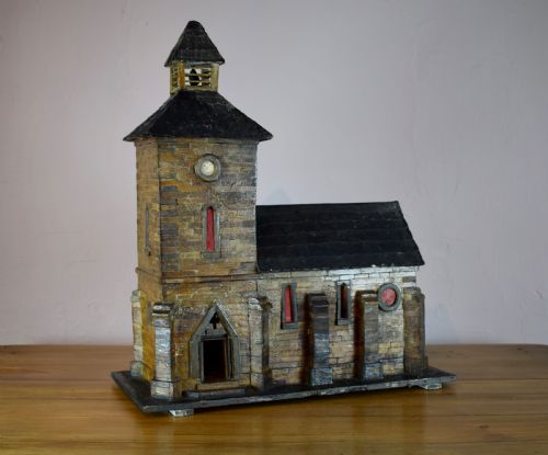 Vintage French Folk Art Model of a Church