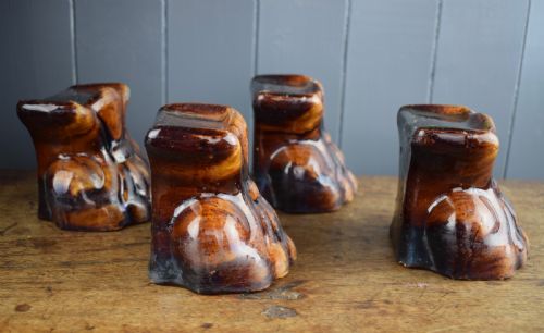 Four Rockingham Treacle Glazed Lion Paw Furniture Supports