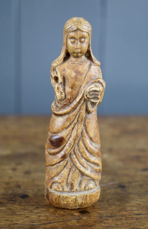 Medieval Ivory Figural Carving of the Virgin Mary