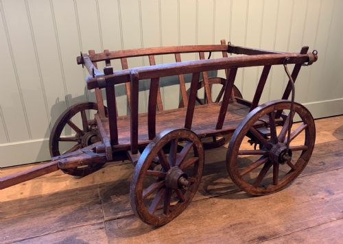 Antique French Iron Bound Dog or Goat Cart