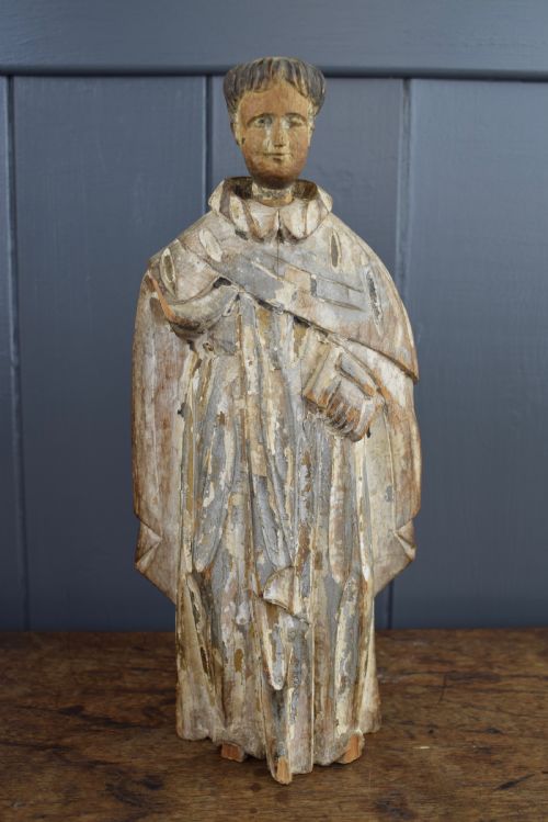 Spanish Colonial Religious Figural Carving of a Monk