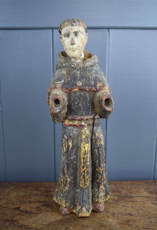 Spanish Colonial Carved Figure of a Monk in Original Paint