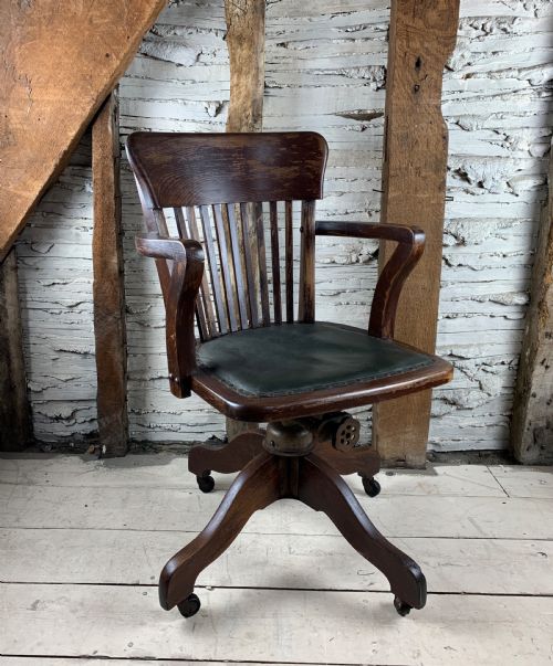 Edwardian Oak Swivel Desk Chair by Hillcrest