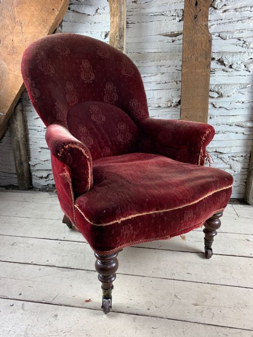 Antique Victorian Spoon Back Armchair for Recovering