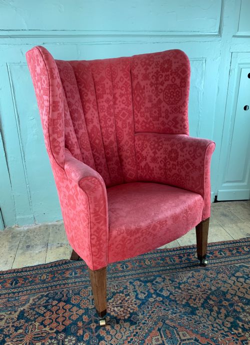 Antique Barrel Back Wing Armchair 19th Century