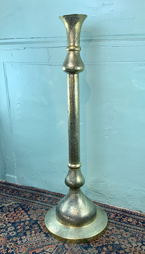 fig 1. Cairoware Mamluk revival pierced brass floor lamp with calligraphic script