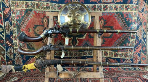 Display of Antique Arabian Jezail and Matchlock Guns and an Indian Dahl