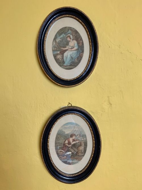 fig 1. Pair of Bartolozzi Stipple Engravings of a Shepherdess and Shepherd after J H Benwell