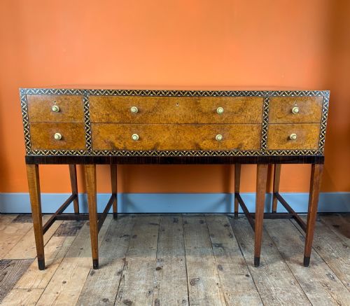 Bath Cabinet Makers Art Deco Inlaid Burl Amboyna Sideboard / Console