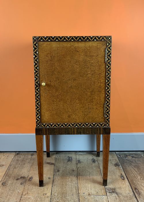 Bath Cabinet Makers Art Deco Inlaid Burl Amboyna Bedside Pot Cupboard