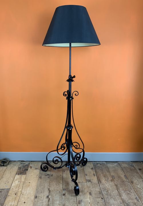 Antique Wrought Iron Telescopic Standard Lamp
