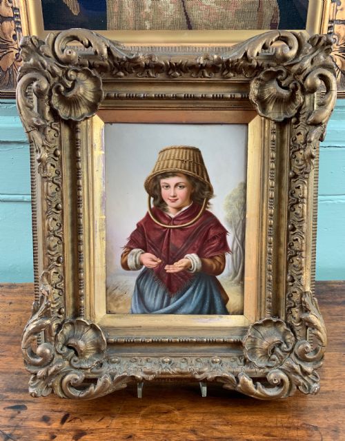 A Vienna Hand Painted Porcelain Plaque of a Young Girl by R. Dittrich